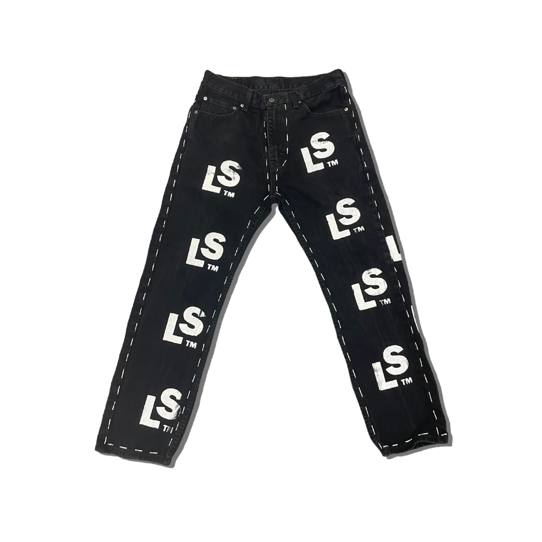 Misbhv Black Monogram Jeans In Black Denim