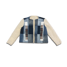 Load image into Gallery viewer, Lavish Studios™ Child of God Denim Patchwork Sherpa Collarless Jacket
